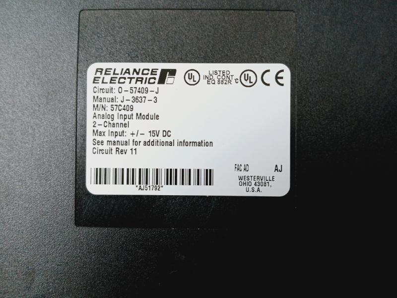 Reliance Electric 57C409 2-channel Analog Input Module 0-57409-j +/- 15V Dc