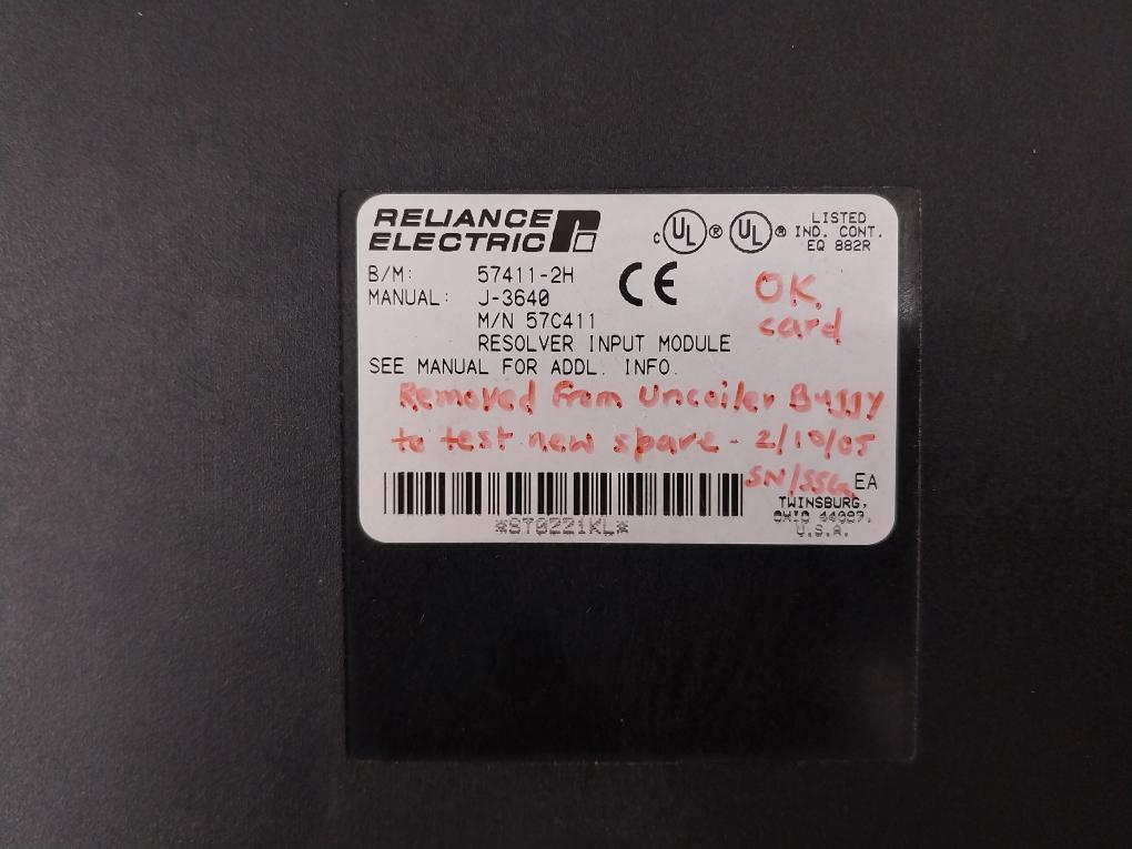 Reliance Electric 57C411 Resolver Input Module 57411-2H