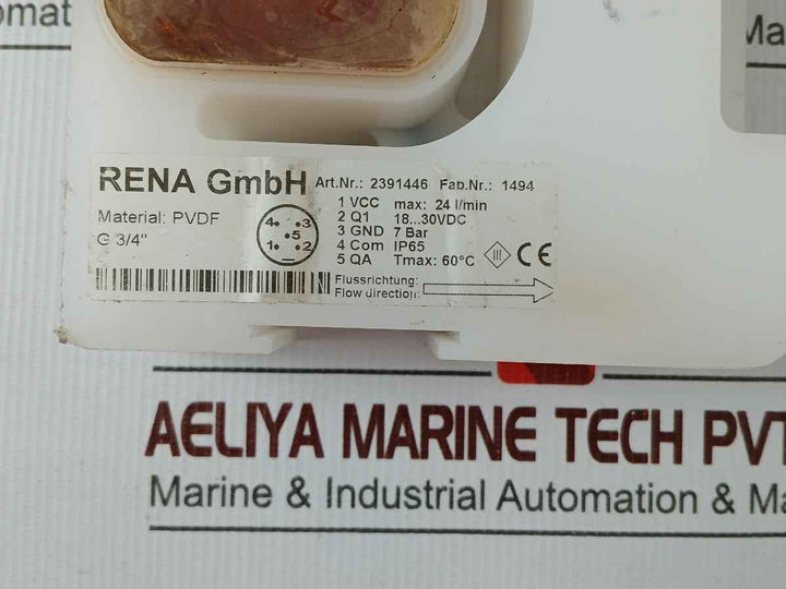 Rena 2391446 Flow Sensor Pvdf 24Vdc 7Bar Ip65 24L/Min