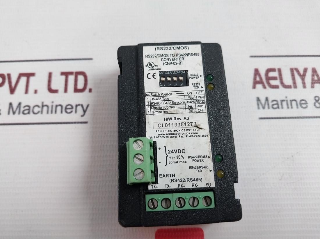 Renu Electronics Cnv-02-b Converter Rs232/Cmos To Rs422/Rs485 Rev: A3 24Vdc 80Ma