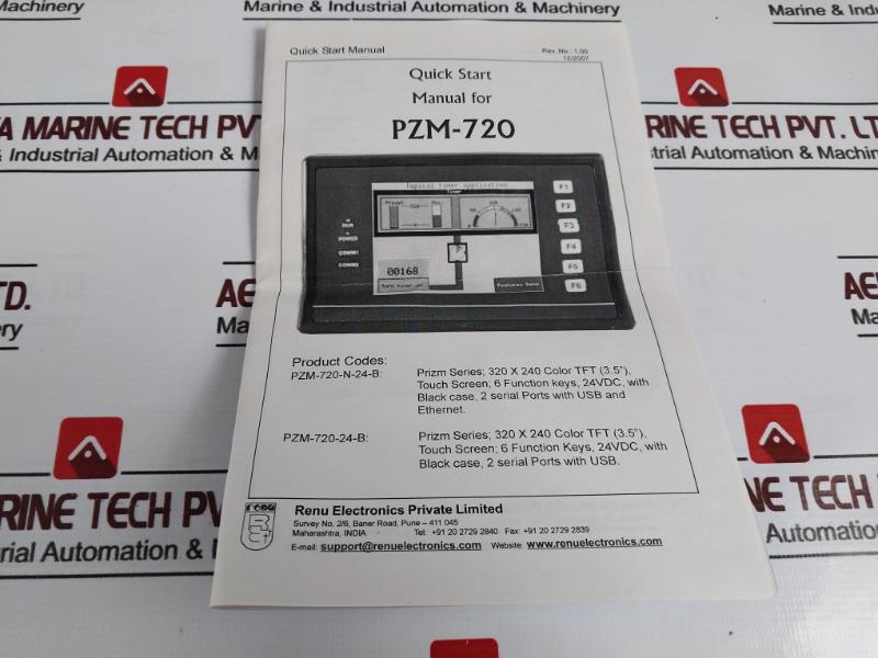 Renu Electronics Pzm-720-24-b Operator Interface Panel Rs485 W/ Mounting Hardware Set