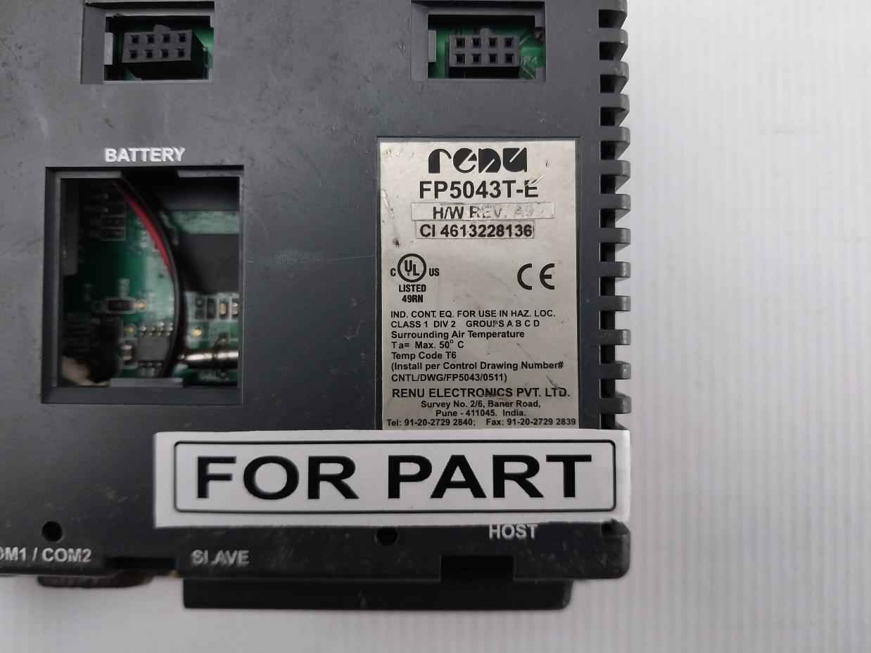 Renu Fp5043t-e Hmi Touch Panel Ci 4613228136 H/w Rev: A9