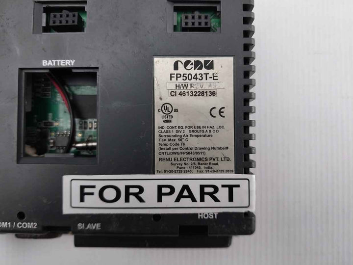 Renu Fp5043t-e Hmi Touch Panel Ci 4613228136 H/w Rev: A9