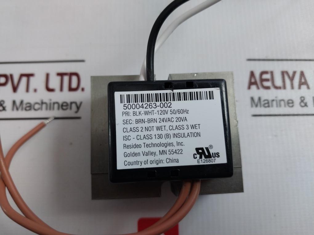 Resideo 50004263-002 Transformer Blk-wht-120V 50/60Hz E126807 2231Cx 24Vac 20Va