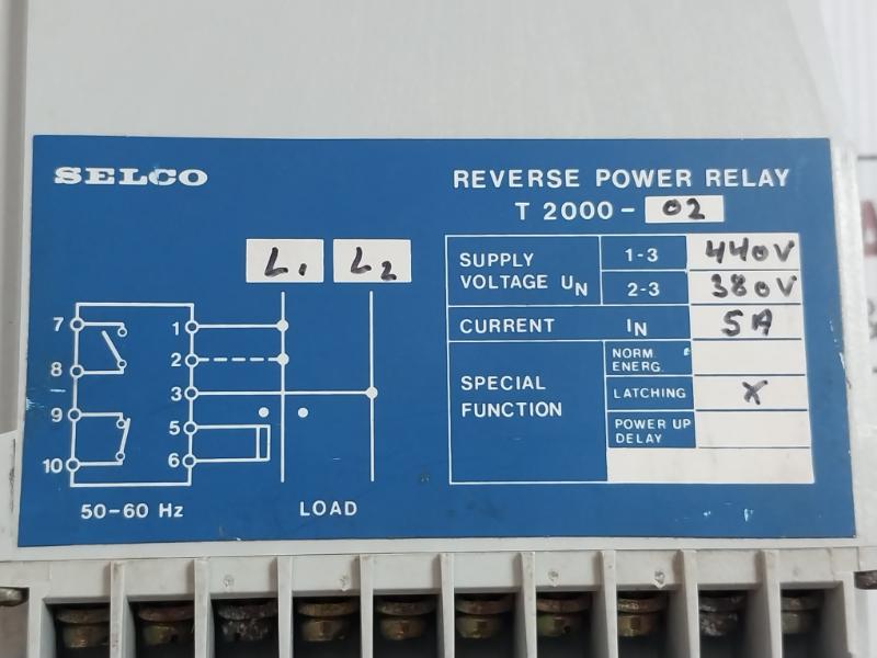 Reverse Power Relay T2000-02 Selco 50-60 Hz