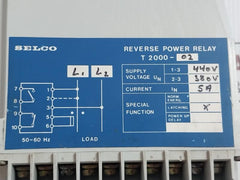 Reverse Power Relay T2000-02 Selco 50-60 Hz