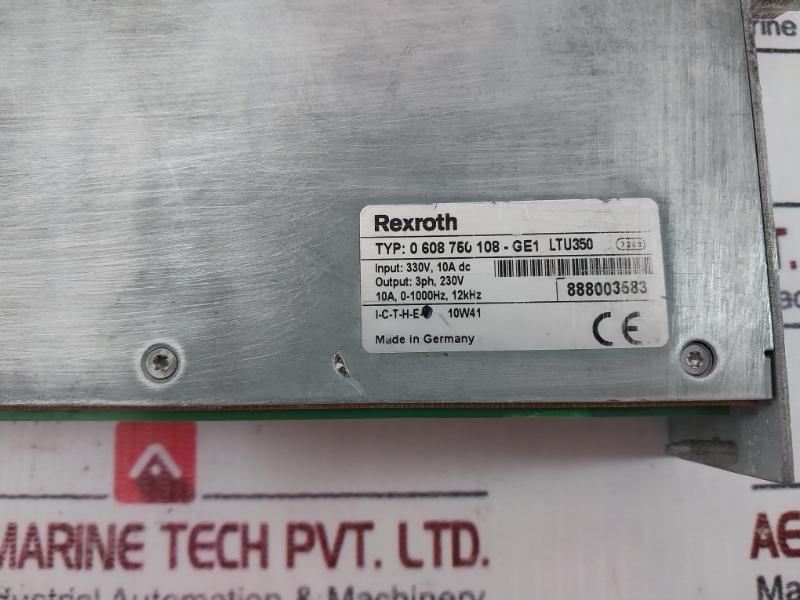 Rexroth 0 608 750 108 3-phase Servo Amplifier Module 330V 10A Dc Rev D