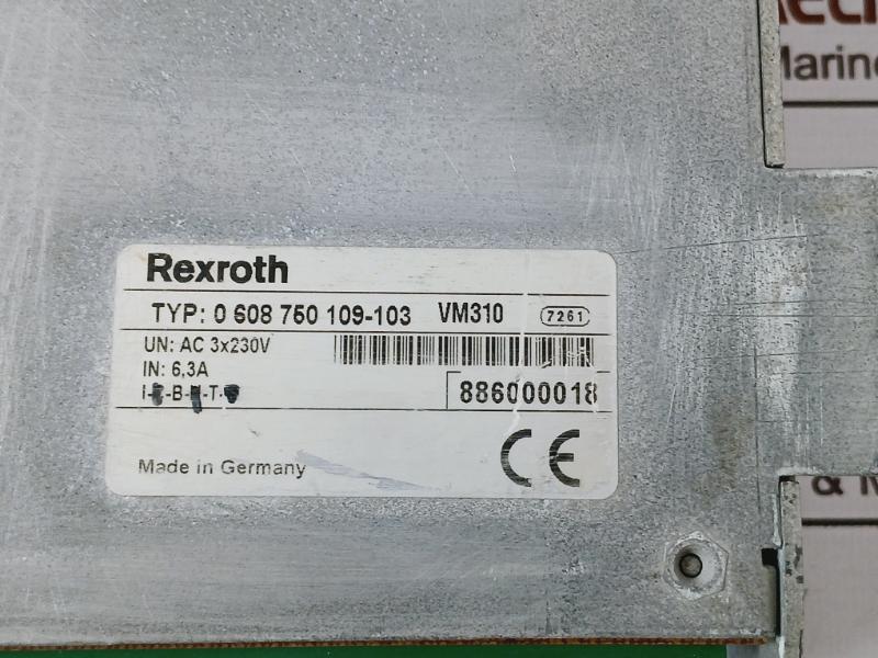 REXROTH 0 608 750 109-103 VM310 Power Supply Module, AC 3X230V 08W22 I-C-B-H-T-V