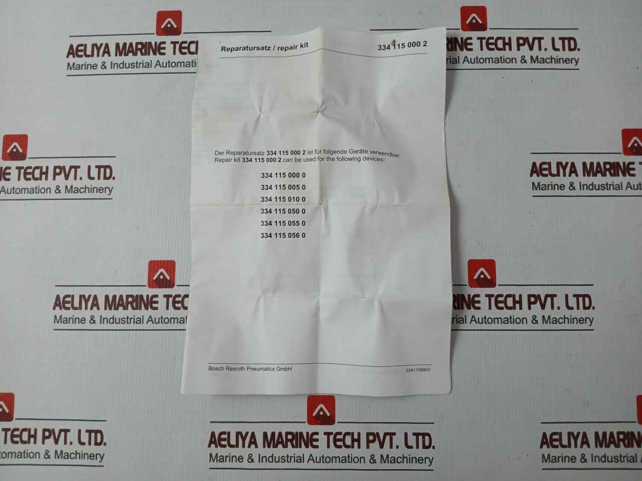 Rexroth 334 115 000 2 Repair Kit For Orifice Check V/V 334.115.055.0