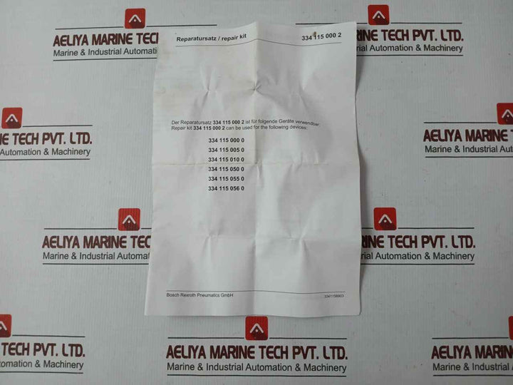 Rexroth 334 115 000 2 Repair Kit For Orifice Check V/V 334.115.055.0