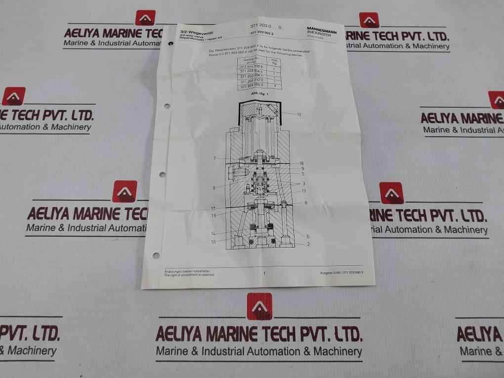 Rexroth 371-203-002-2 3/2-way Pneumatic Valve Repair Kit