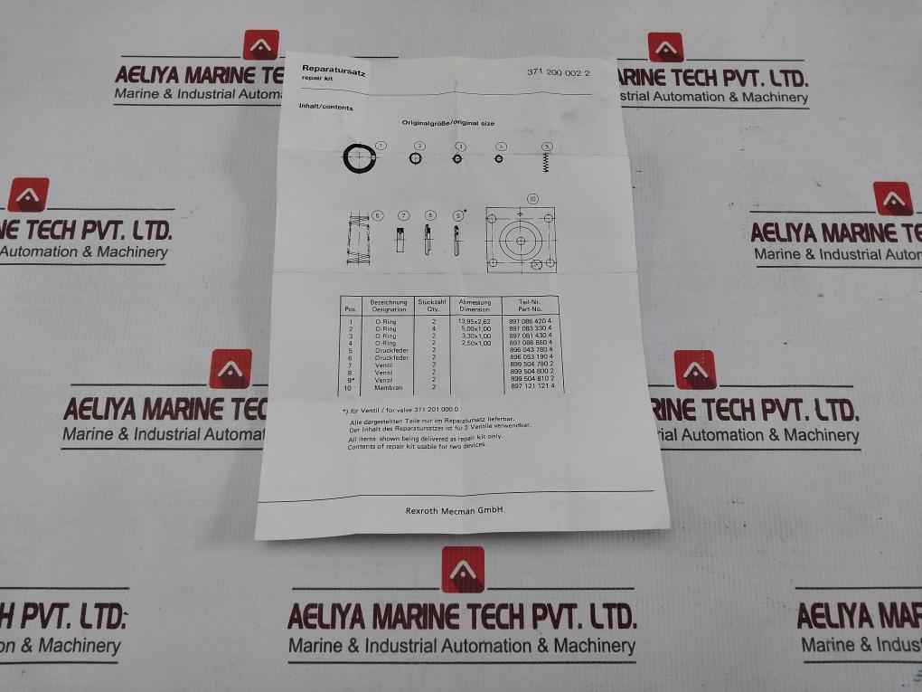 Rexroth 371 200 002 2 O-ring Repair Kit 899 504 810 2