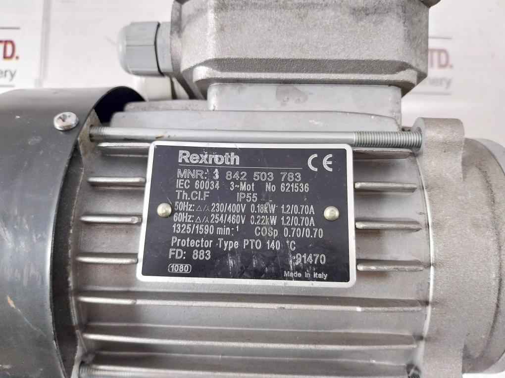 Rexroth 3 842 503 783 Three Phase Motor Ip55 230/400V 0.18Kw 1.2/0.70A 140˚C