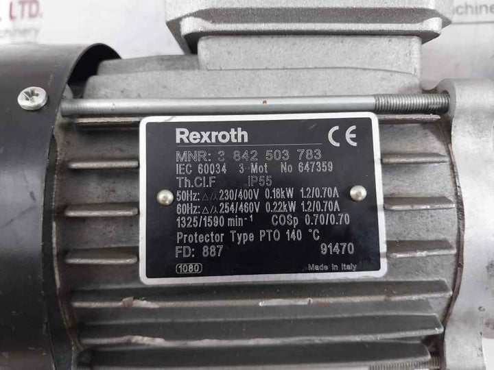 Rexroth 3 842 503 783 Three Phase Thermal Protection Motor 230/400V 0.18Kw Ip55