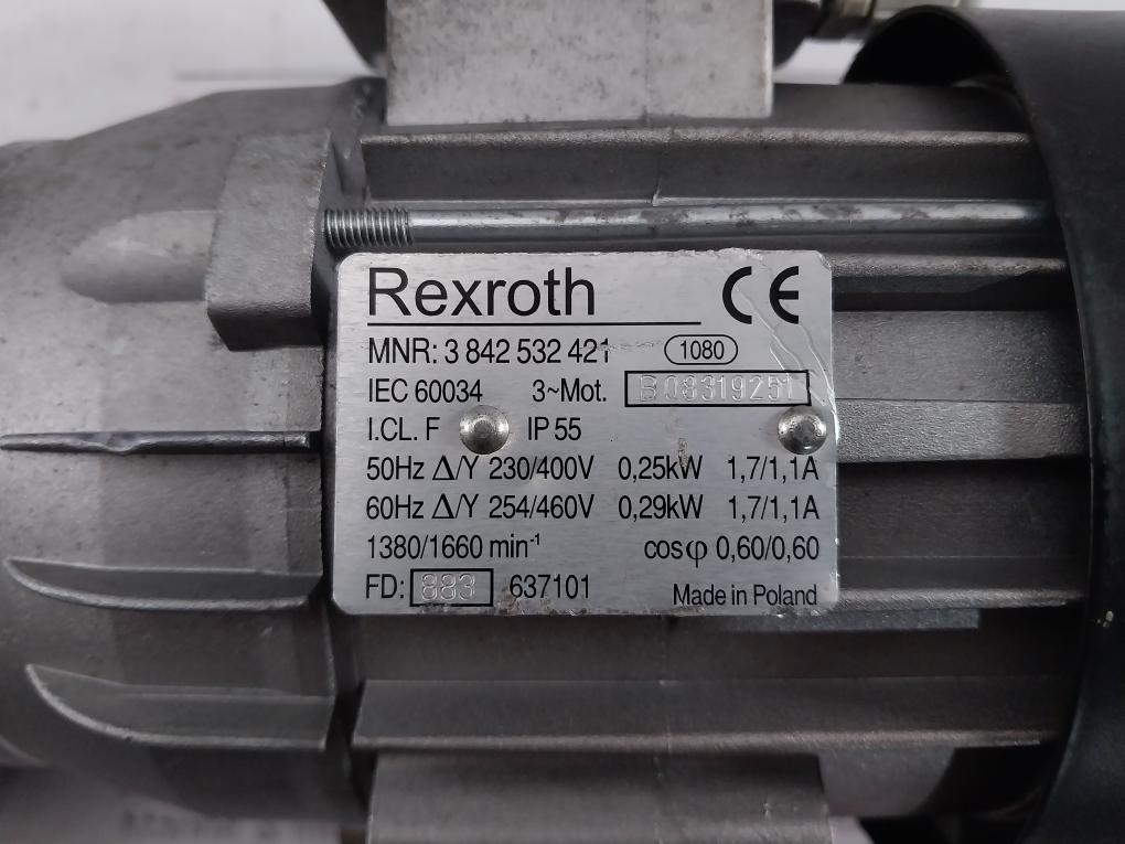 Rexroth 3 842 532 421 3-phase Motor With Gear Reducer Ip55 Iec 60034 1380 Rpm
