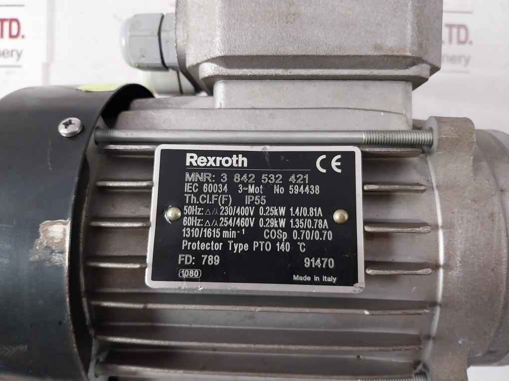 Rexroth 3 842 532 421 Three-phase Motor With Thermal Protection 140˚C Mm8 0.25Kw