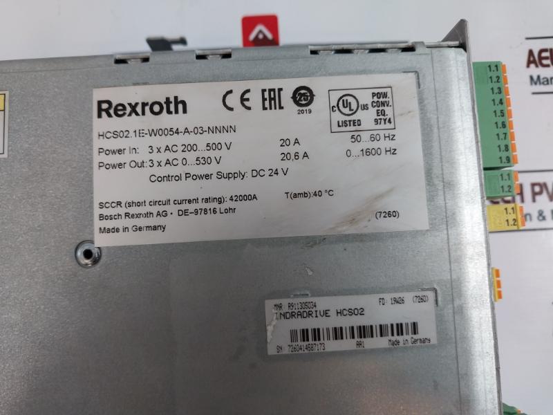 Rexroth Hcs02.1E-w0054-a-03-nnnn Frequency Converter 200…500V 20A 50…60Hz