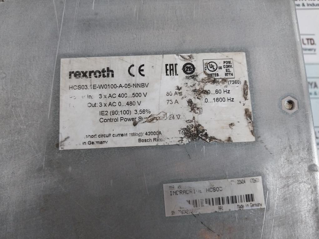 Rexroth Hcs03.1e-w0100-a-05-nnbv Indradrive Hcs03 42000a 50/60hz