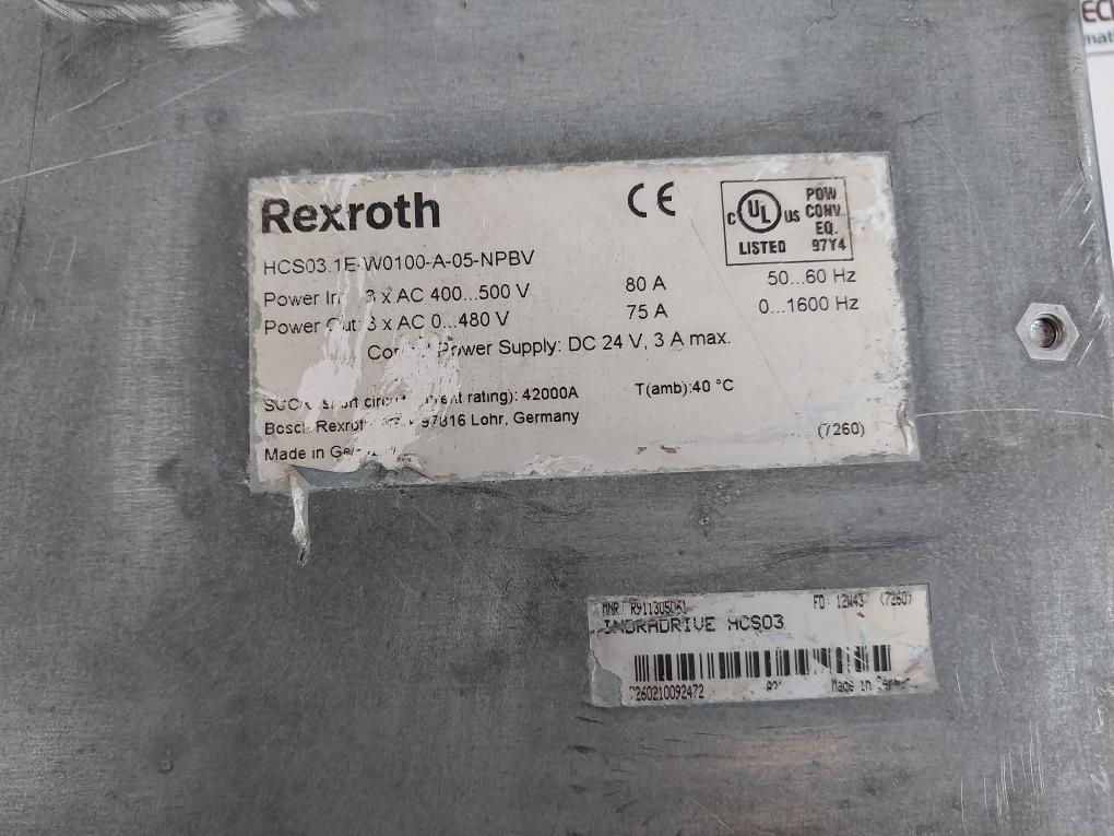 Rexroth Hcs03.1e-w0100-a-05-npbv Indradrive Hcs03 Basic Drive 42000a