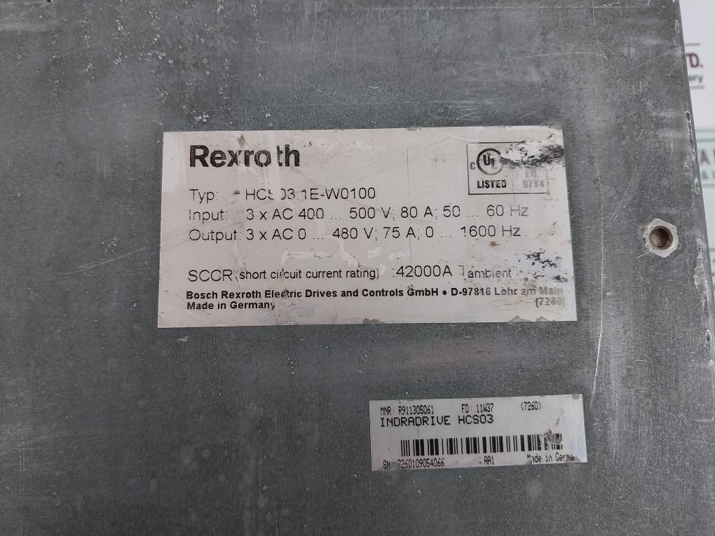 Rexroth Hcs03.1e-w0100 Indradrive C Servo Drive 40?c 50/60hz
