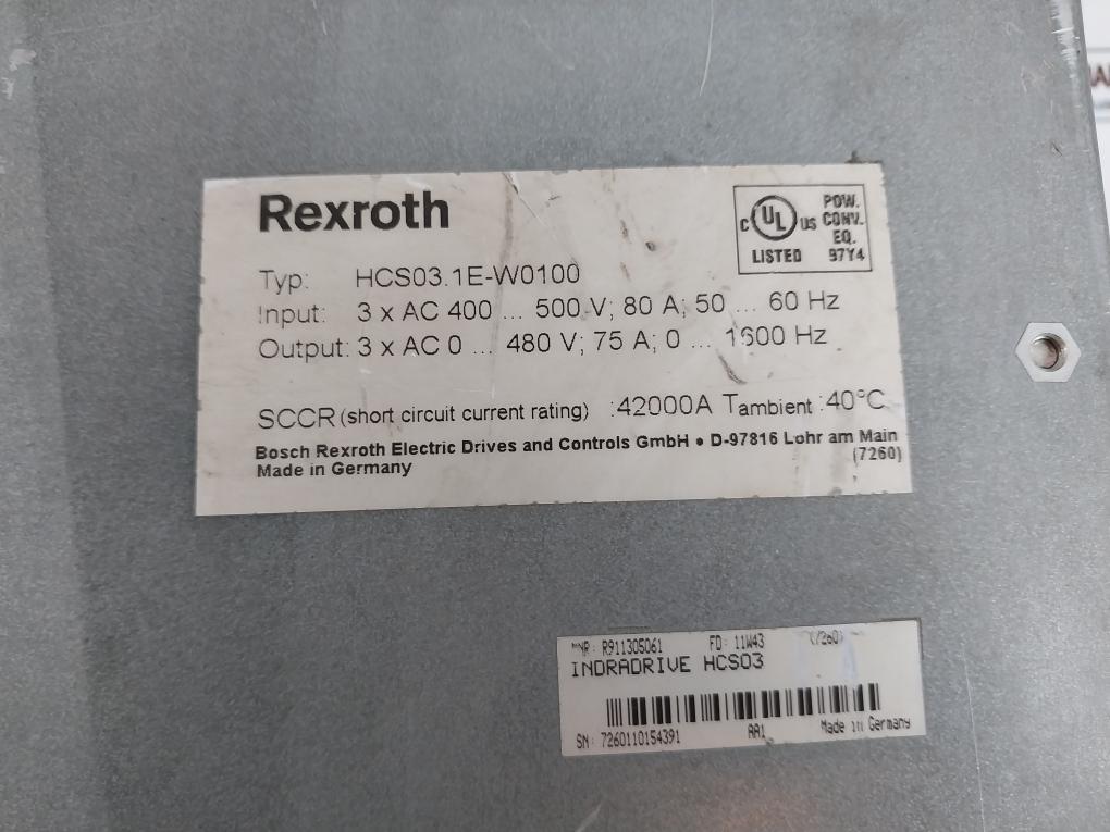 Rexroth Hcs03.1e-w0100 Indradrive Hcs03 Servo Drive 42000a