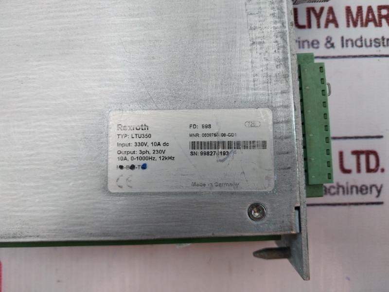 Rexroth Ltu350 3-phase Servo Amplifier Module Rev D 330V 10A Dc
