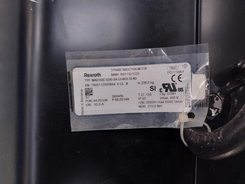 Bosch Rexroth Mad160C-0200-sa-c0-bg0-35-n3 3 Phase Induction Motor 600V 99.9A