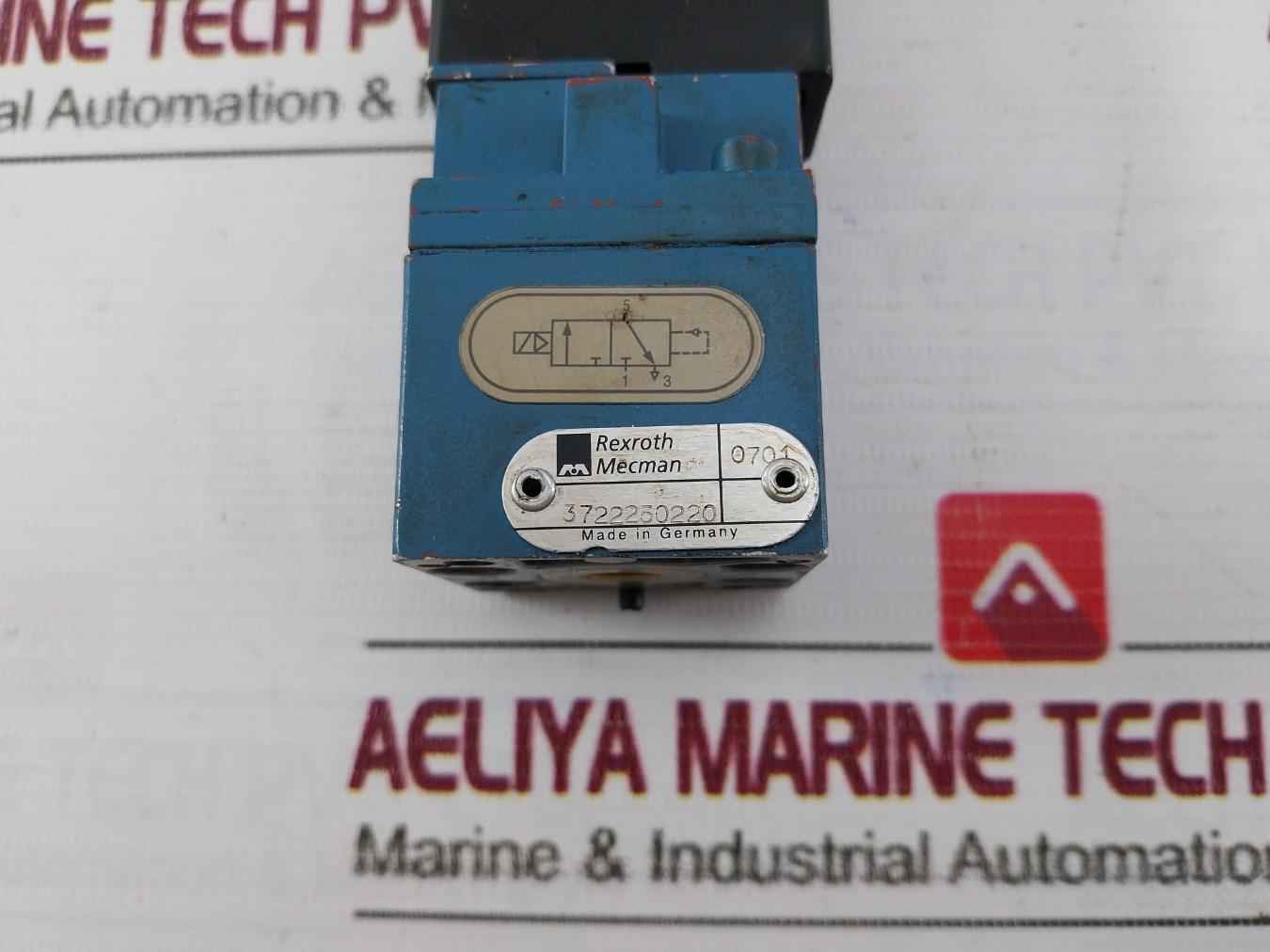 Rexroth Mecman 3722250220 Pneumatic Directional Valve 24V 10Bar Max