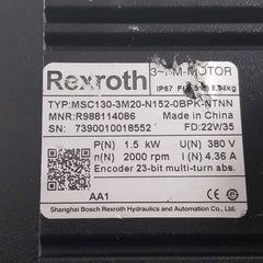 Rexroth Msc130-3M20-n152-0Bpk-ntnn 3-phase Servo Motor R988114086 1.5 Kw