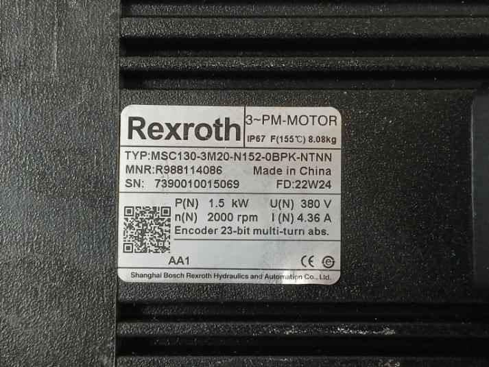 Rexroth Msc130-3M20-n152-0Bpk-ntnn Servo Motor 3Ph Ip67 2000Rpm