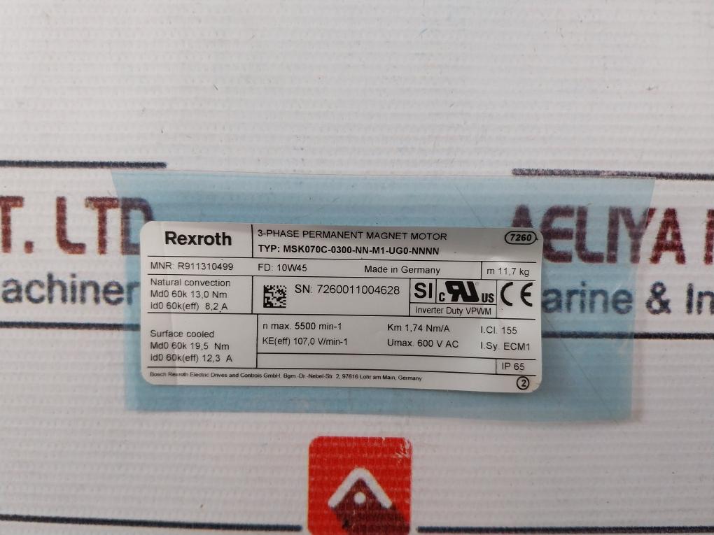 Rexroth Msk070C-0300-nn-m1-ug0-nnnn 3-phase Permanent Magnet Motor