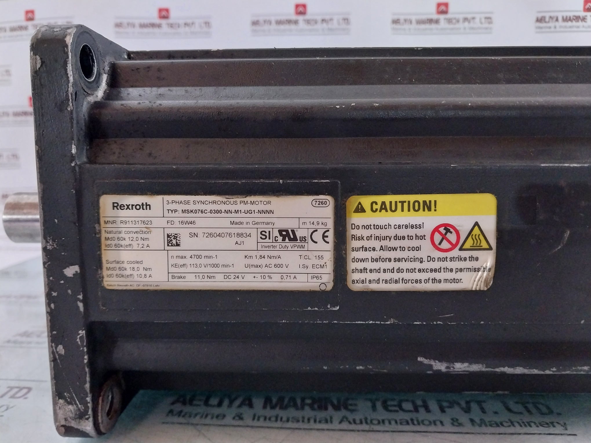 Rexroth Msk076C-0300-nn-m1-ug1-nnnn 3 Phase Synchronous P-m Servo Motor Ac 600V