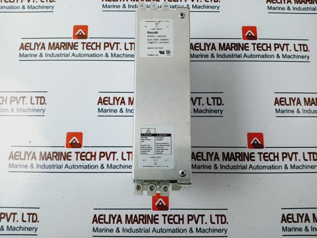 Rexroth Nfd03.1-480-007 Power Line Filter 7A 3Xac480V 50/60Hz 0.7-0.8Nm
