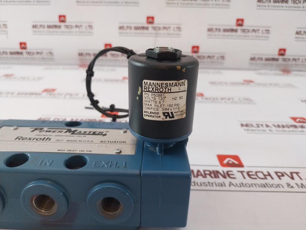 Rexroth Pt24106-9100 Pneumatic Directional Valve 120V 60Hz 8.7W 150 Psi