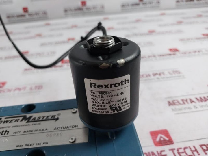 Rexroth Pt24106-9100 Pneumatic Directional Valve Actuator 120V 8.7W 150 Psi