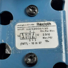 Rexroth R432006130 Ceram Directional Solenoid Valve Min Bar 2.0/10 150 Psi 24Vdc