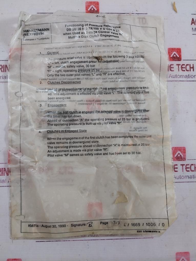 Rexroth R900709813 Two Stage Control Valve 24Vdc 1.25A