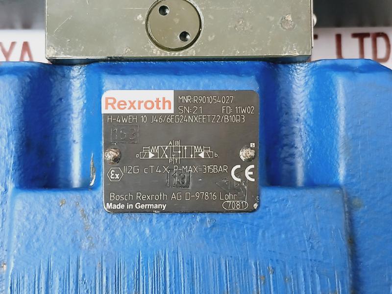 Rexroth R901029609 Hydraulic Directional Valve 24v Dc 0.708 Adc Ip66/68 10w49