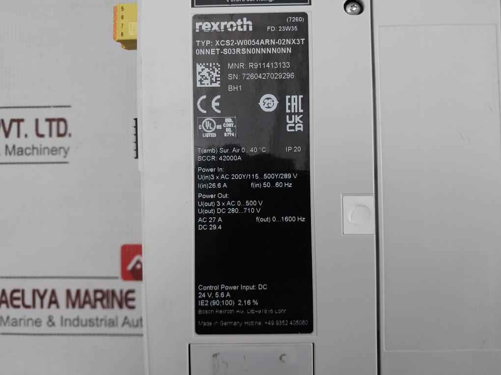 Rexroth R911413133 Ctrlx Drive Xcs2-w0054Arn-02Nx3T0Nnet-s03Rsn0Nnnn0Nn Ip20