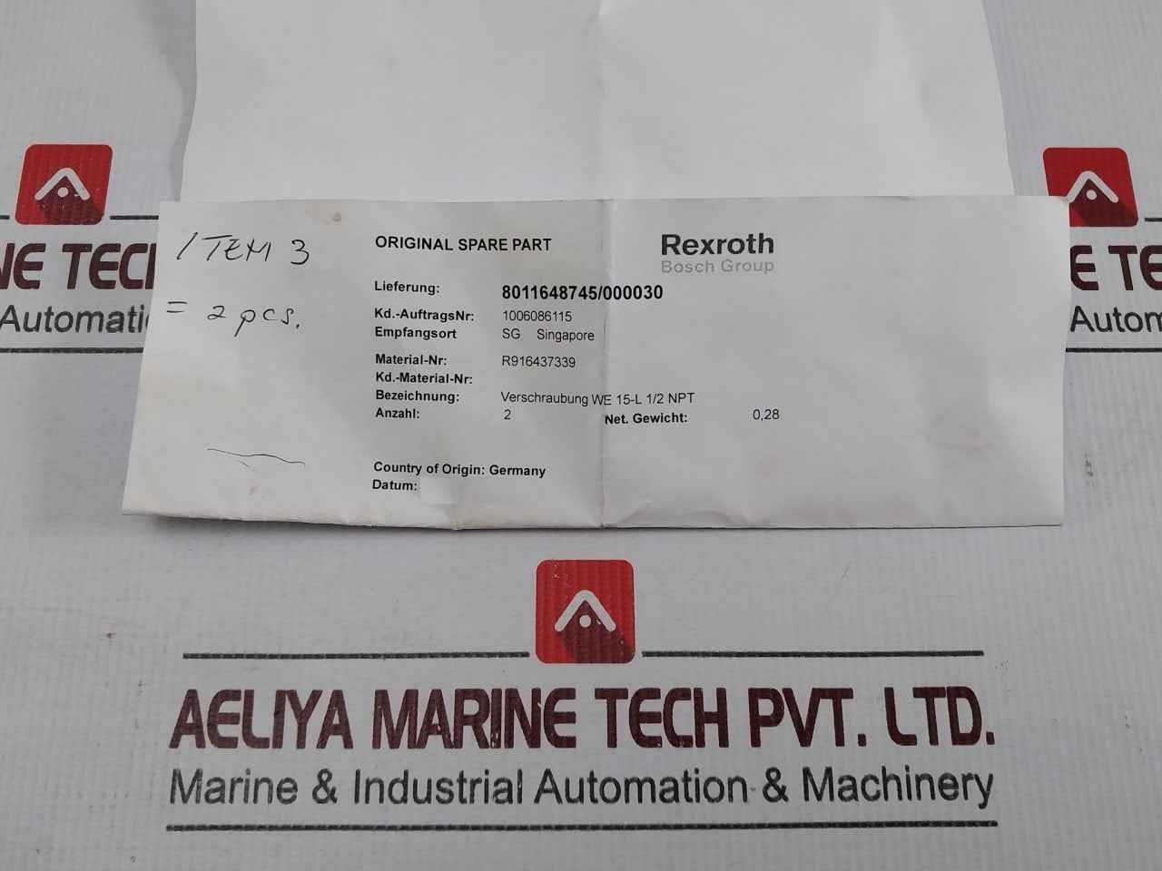Rexroth R916437339 Hydraulic Screw Fitting We 15-l 1/2 Npt