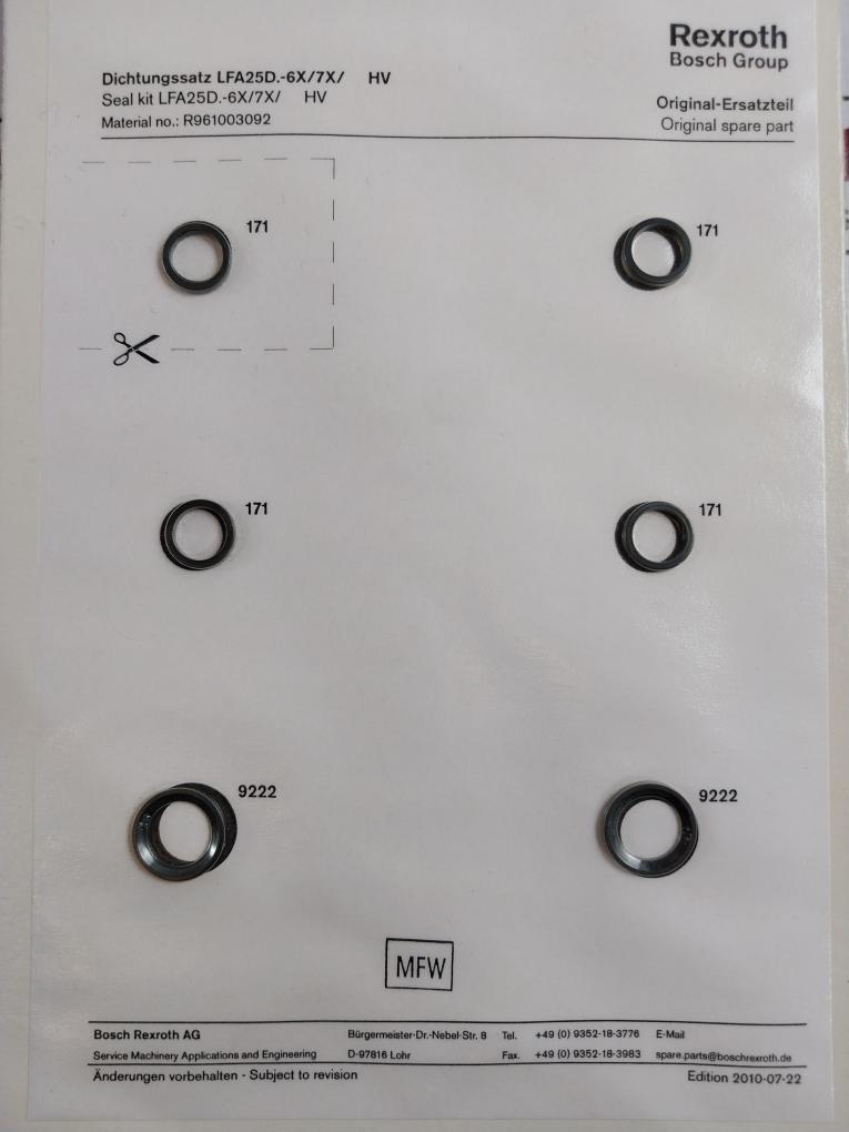 Rexroth R961003092 Seal Kit Lfa25d.-6x/7x/hv