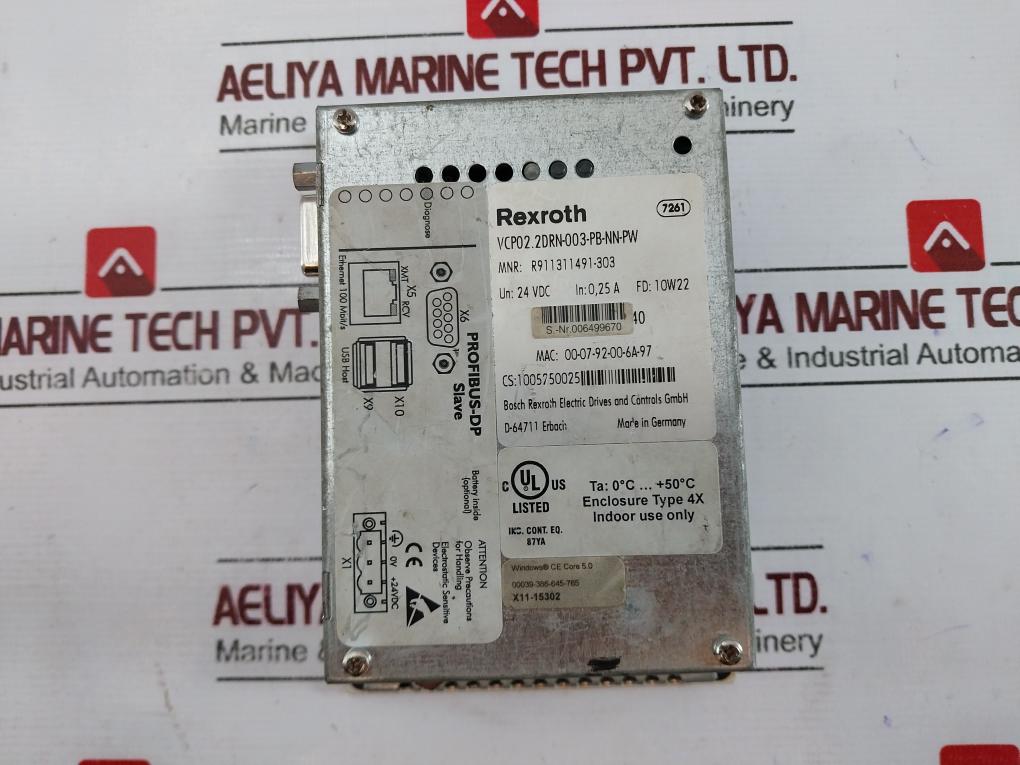 Rexroth Vcp02.2Drn-003-pb-nn-pw Indra Control Terminal, 24 Vdc, 0.25A, 10W22