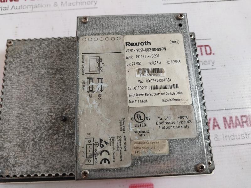 Rexroth Vcp05.2Dsn-003-nn-nn-pw Hmi Control Panel 24Vdc 0V+24Vdc
