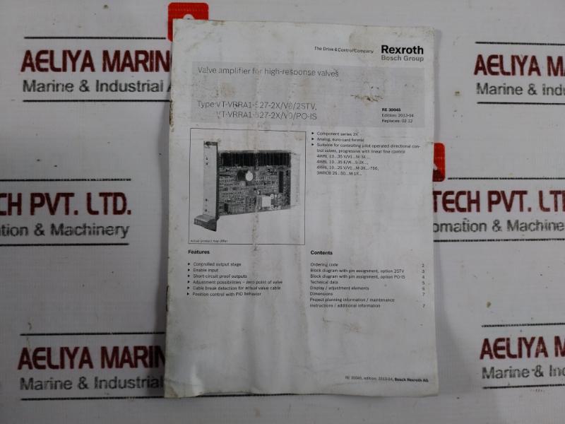 Rexroth Vt-vrra 1-527-20/V0/2Stv Valve Amplifier For High-response Valve