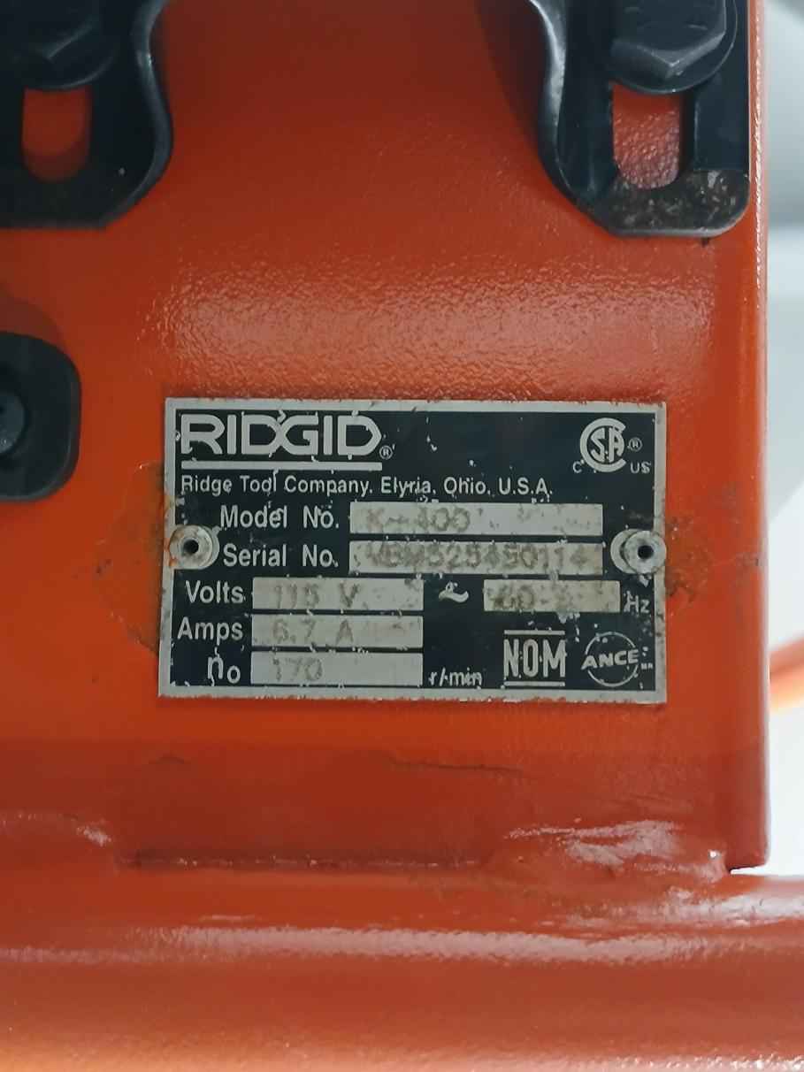 Ridgid K-400 Autofeed Drain Cleaning Machine 115V 1/3 Hp 60Hz S55Kxrph-8177