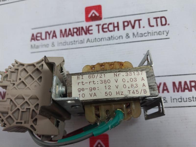 Riedewald EI 60/21 Transformer with Weidmuller WEW 35/2 End Bracket 50 HZ