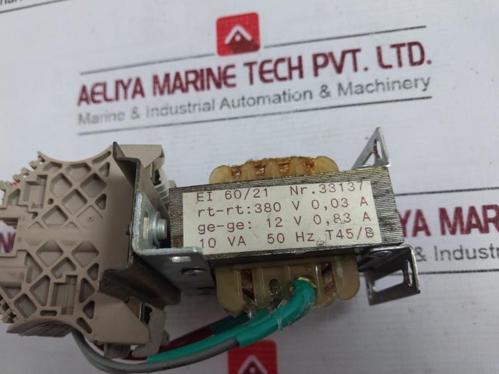 Riedewald EI 60/21 Transformer with Weidmuller WEW 35/2 End Bracket 50 HZ