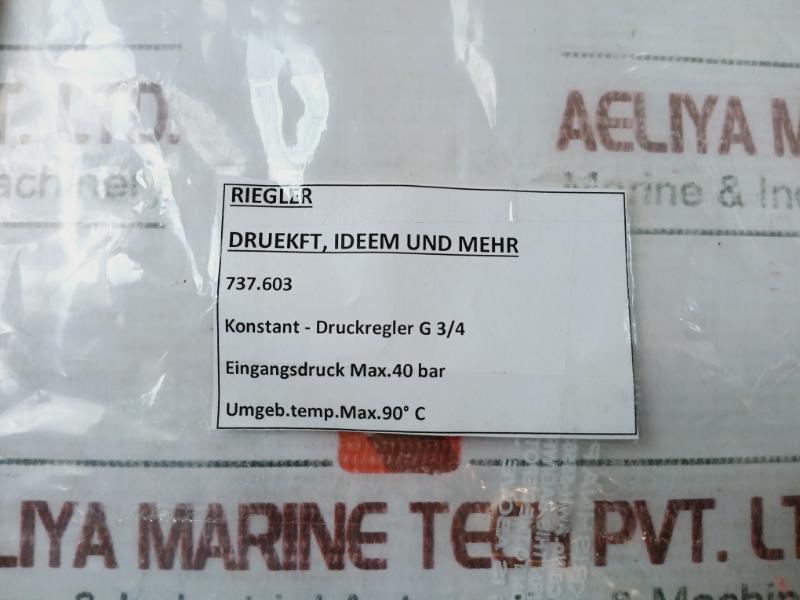 Riegler 737.603 Constant Pressure Regulator G 3/4 Max.40 Bar Nas820-20A 90 C