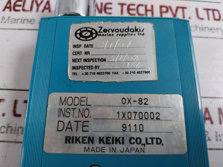 Riken Keiki Ox-82 O2 Oxygen Analysis Detection Monitor Gas Laboratoryeex Ib Iic