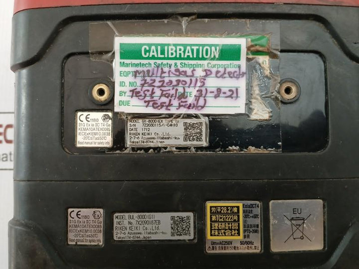 Riken Keiki Portable Gas Monitor Dc12V -20˚C Ta +50˚C Part No: Gx-8000 (Ex Type B)